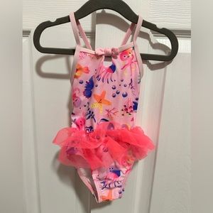 Wonder Nation baby girls one piece bathing suit, Size 18 months